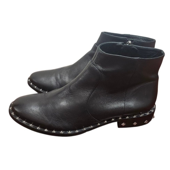 Schutz Black Leather Studded Ankle Boots Women’s 9.5B Rocker Moto Booties Brazil - Picture 5 of 13